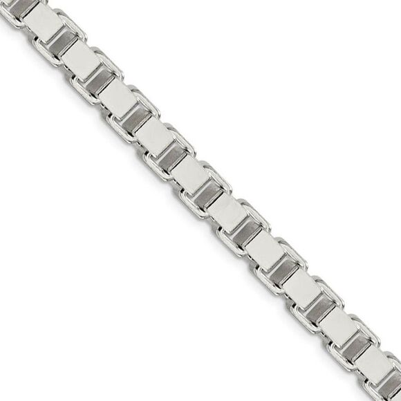 Men's 7mm Sterling Silver Solid Box Chain Necklace 22 Inch